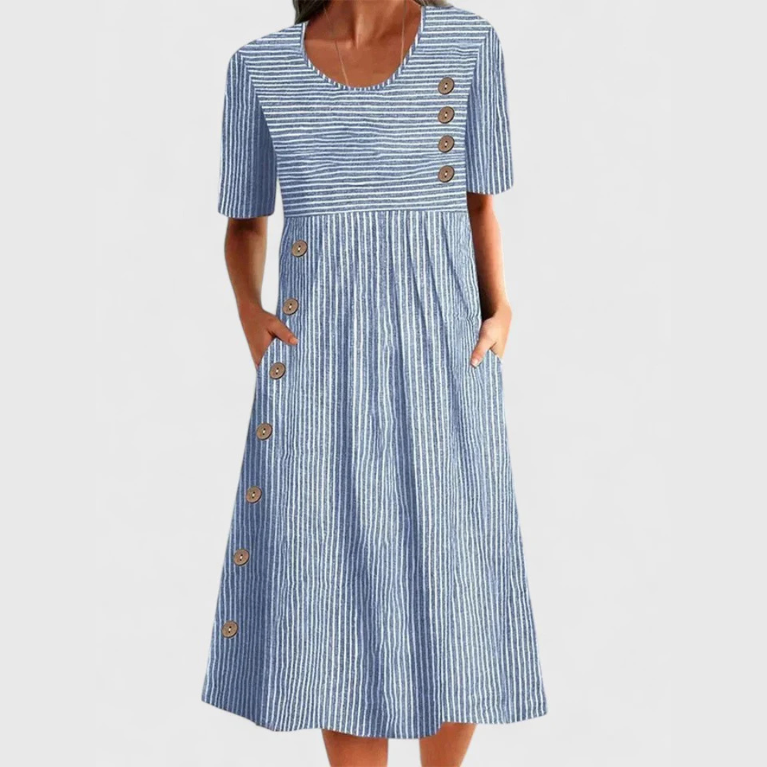 Abigail Belén | Vestido midi a rayas