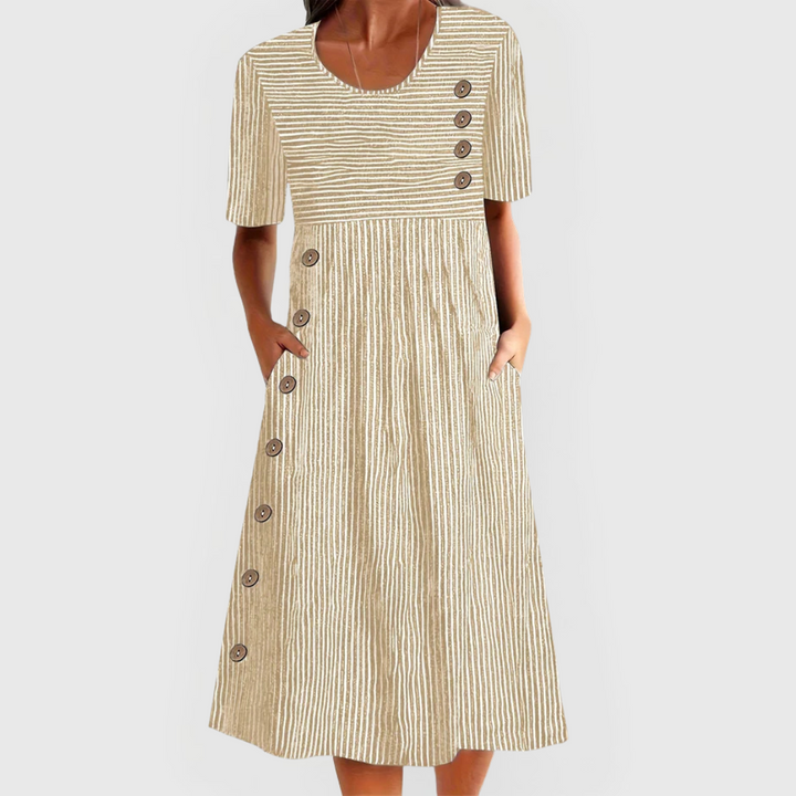 Abigail Belén | Vestido midi a rayas