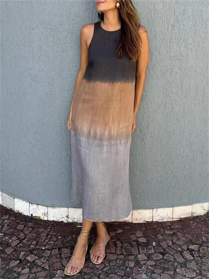 Nicole Andrea | Vestido largo sin mangas cuello redondo