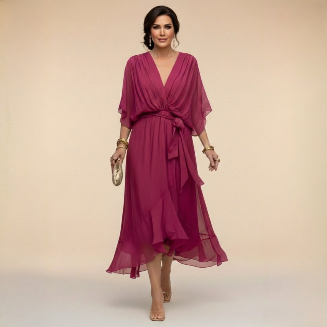 Renata | Vestido de gasa con escote en V