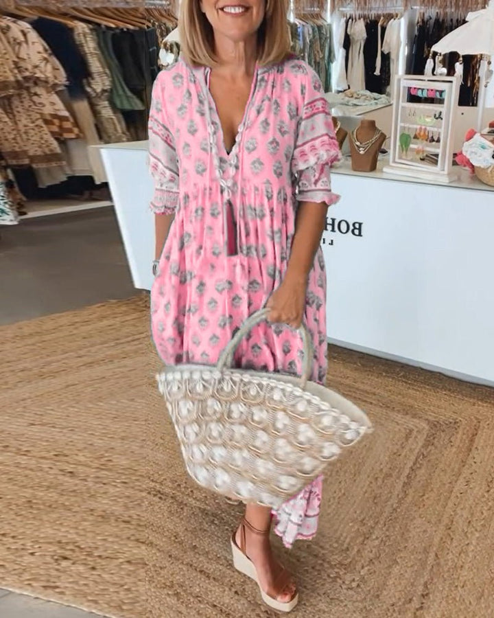Viviana Andrea | Vestido largo floral escote en V