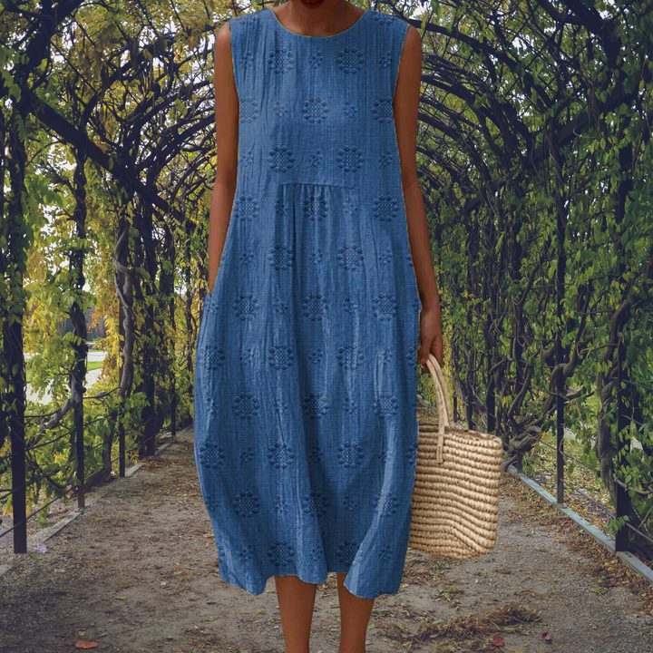 Jeniffer | Vestido midi sin mangas con bolsillos