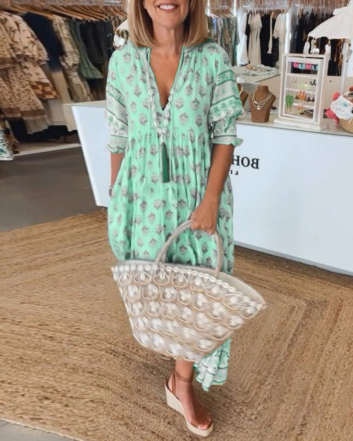 Viviana Andrea | Vestido largo floral escote en V