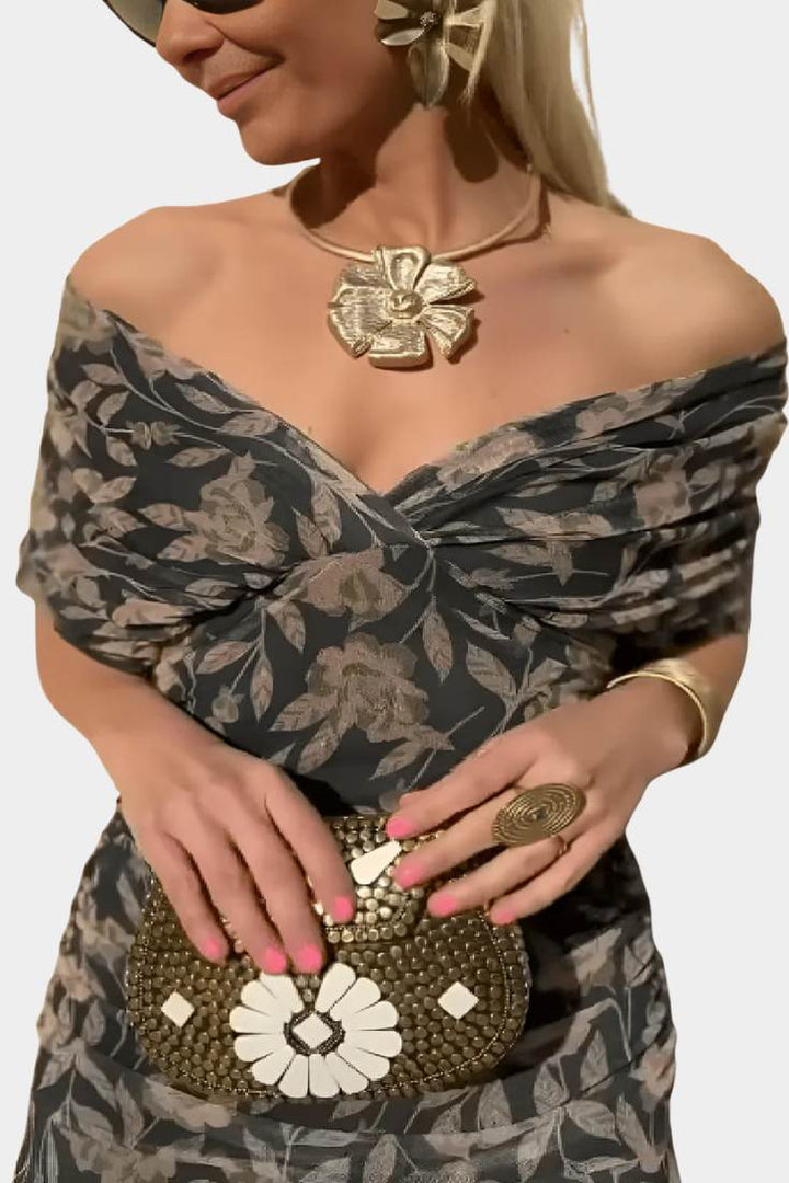 María Emilia | Vestido off shoulder plisado