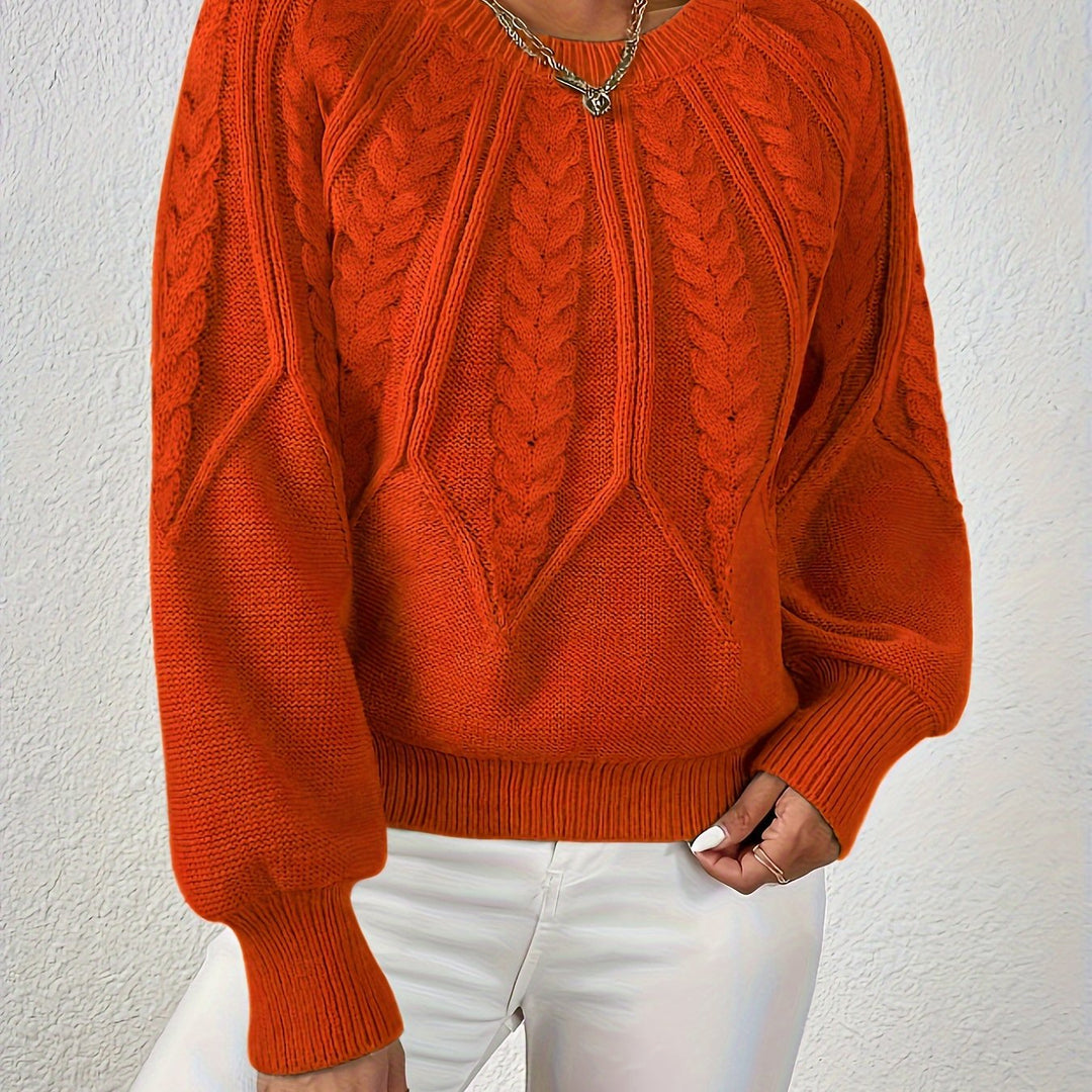 Verónica | Sweater de punto trenzado cuello redondo