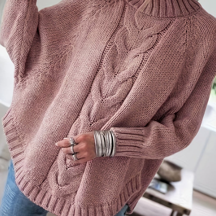 Krishna Belén | Sweater de punto trenzado con cuello alto