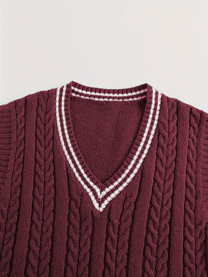 Harold | Chaleco de punto trenzado cuello V