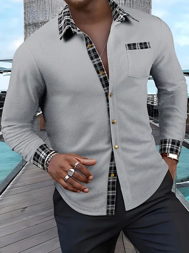 Marcelo | Camisa texturada con detalles a cuadros