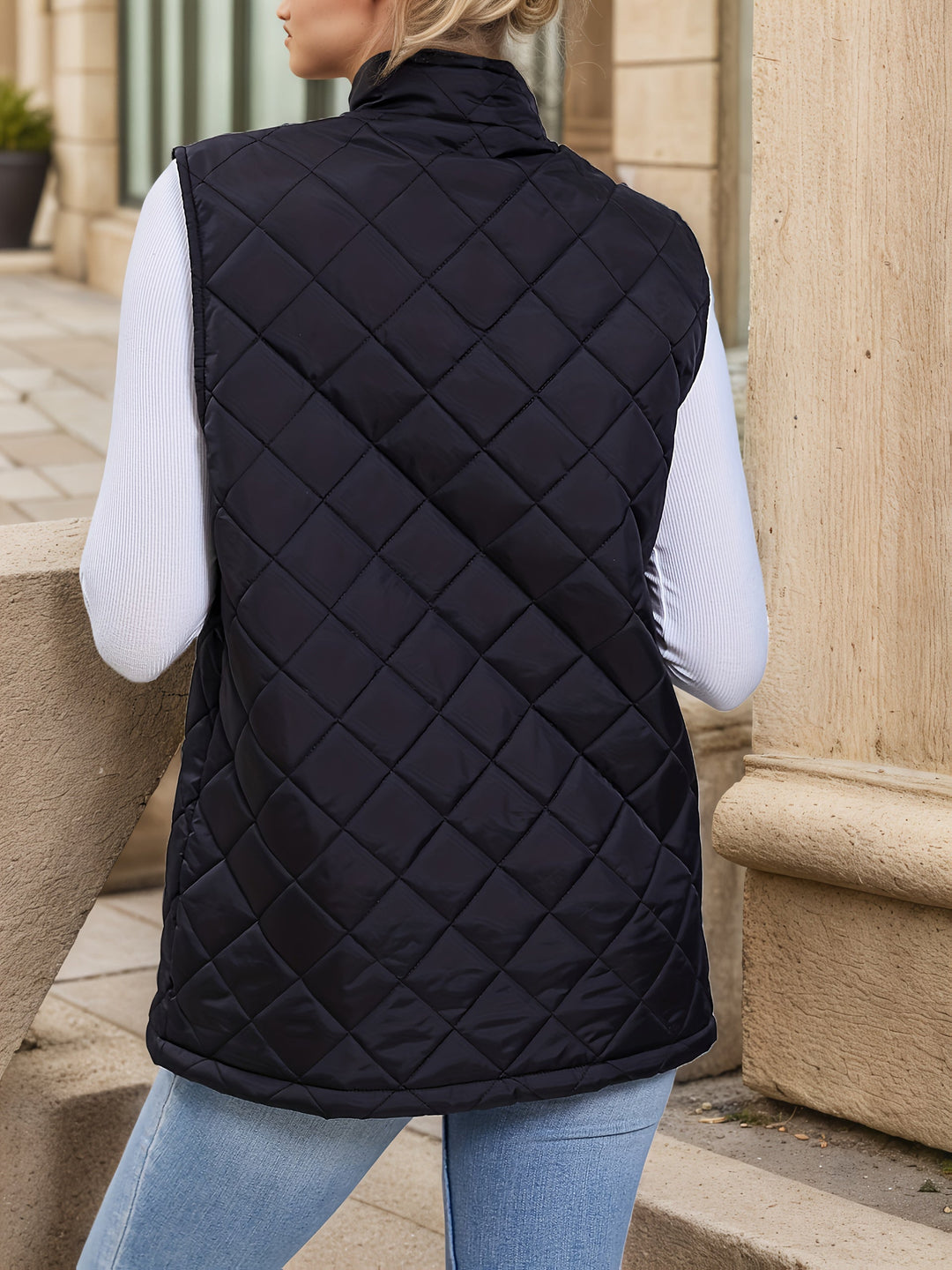Arlette | Chaleco largo acolchado rombos