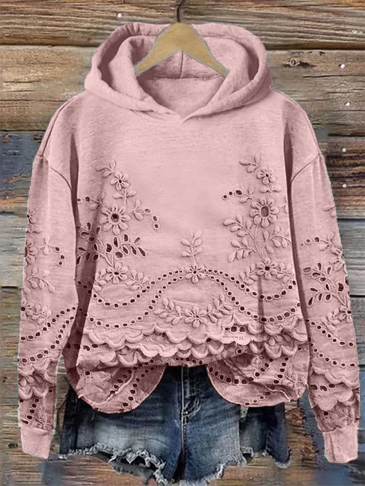 Isabella | Sudadera con Capucha Bordada y Estilo Floral