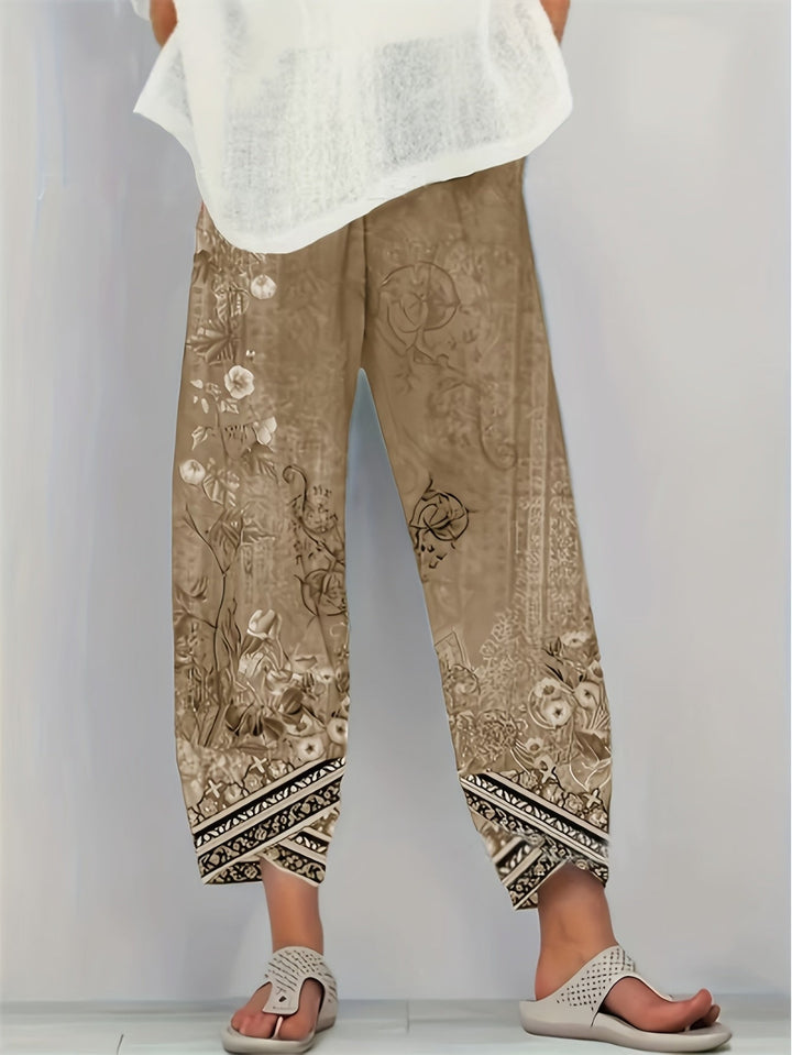 Aymara | Pantalón capri con estampado botánico