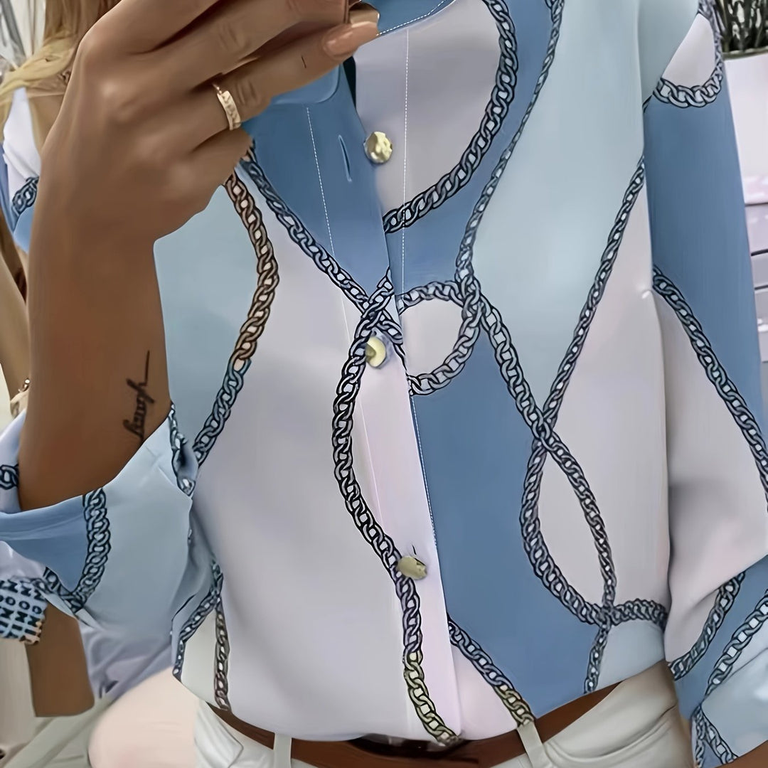 Marina | Blusa camisera con estampado de cadenas