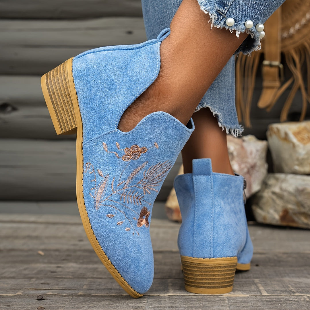 María Elisa | Botines bordados de taco bajo