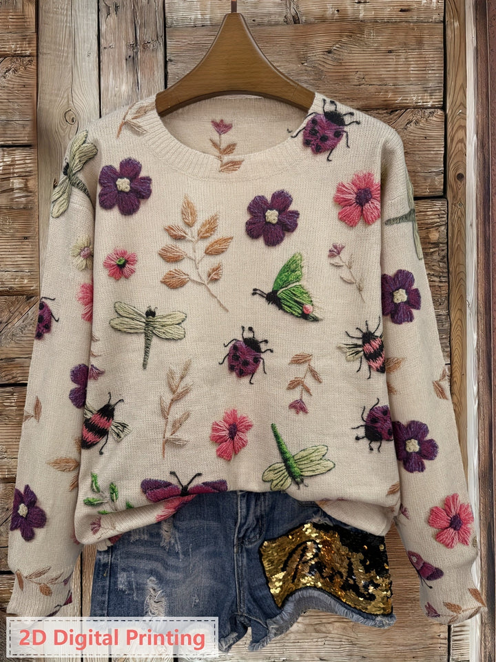Claudia Andrea | Sweater con estampado botánico cuello redondo