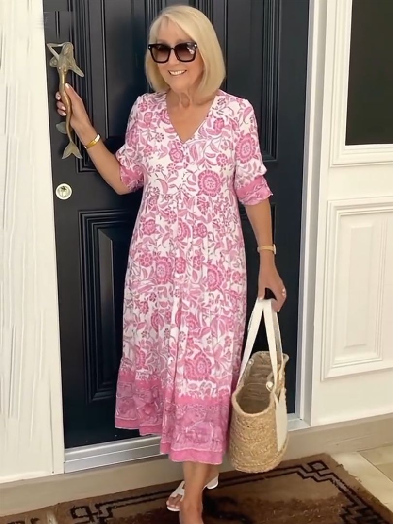 Gigliola | Vestido largo floral con escote en V