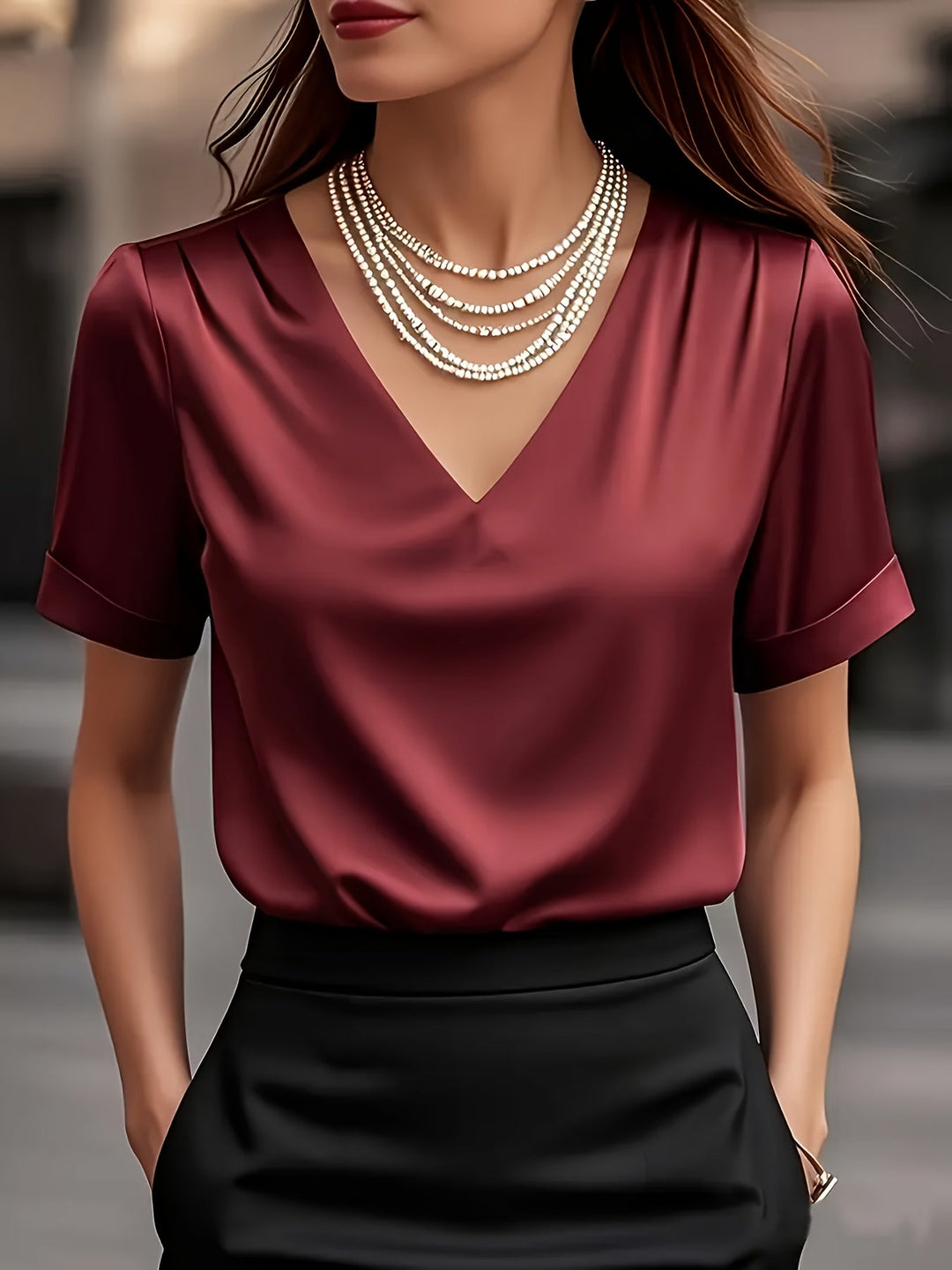 Elicura | Blusa drapeada cuello V
