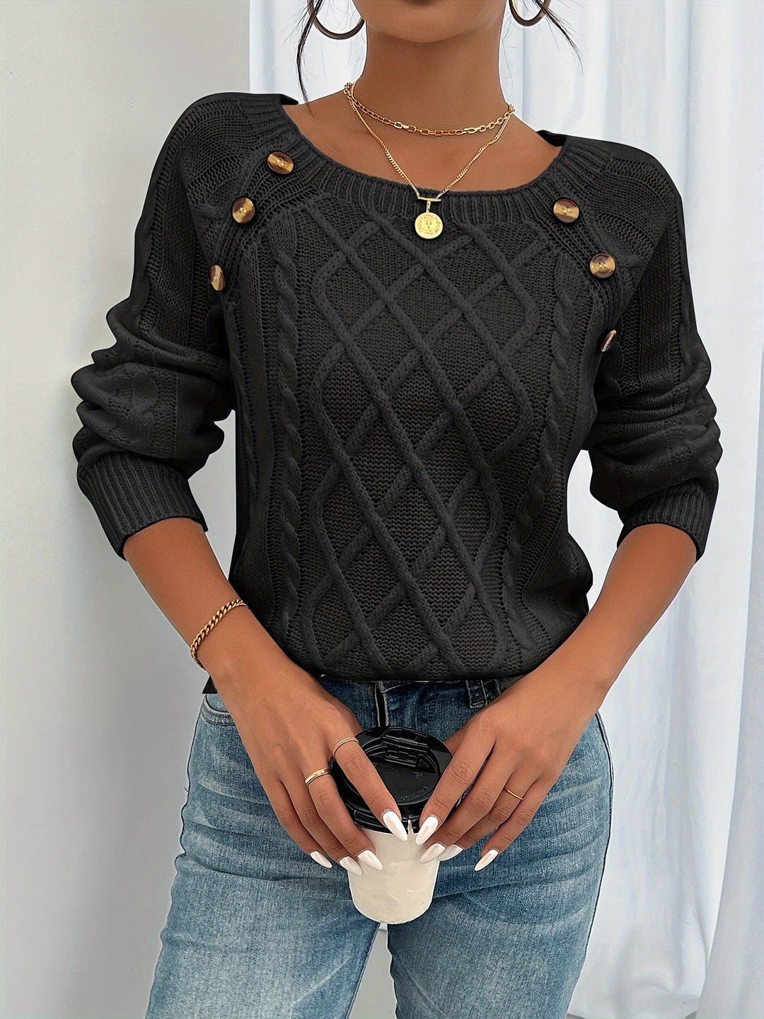 Nelida | Sweater texturado con botones