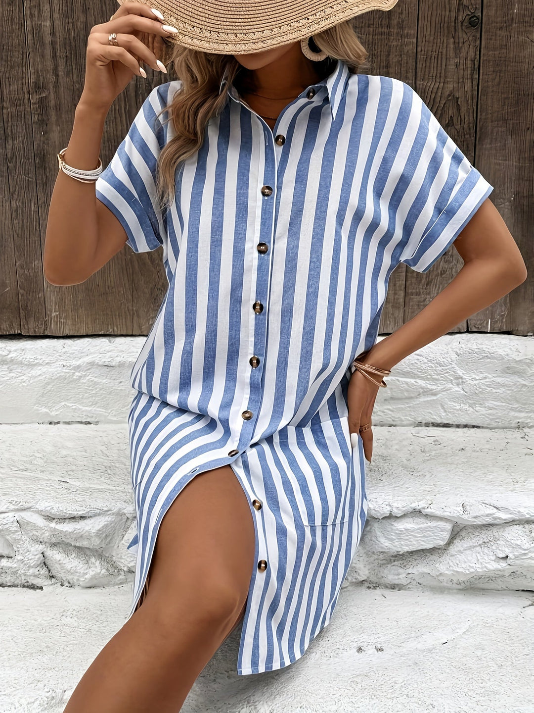 Aida | Vestido camisero a rayas con cinturón