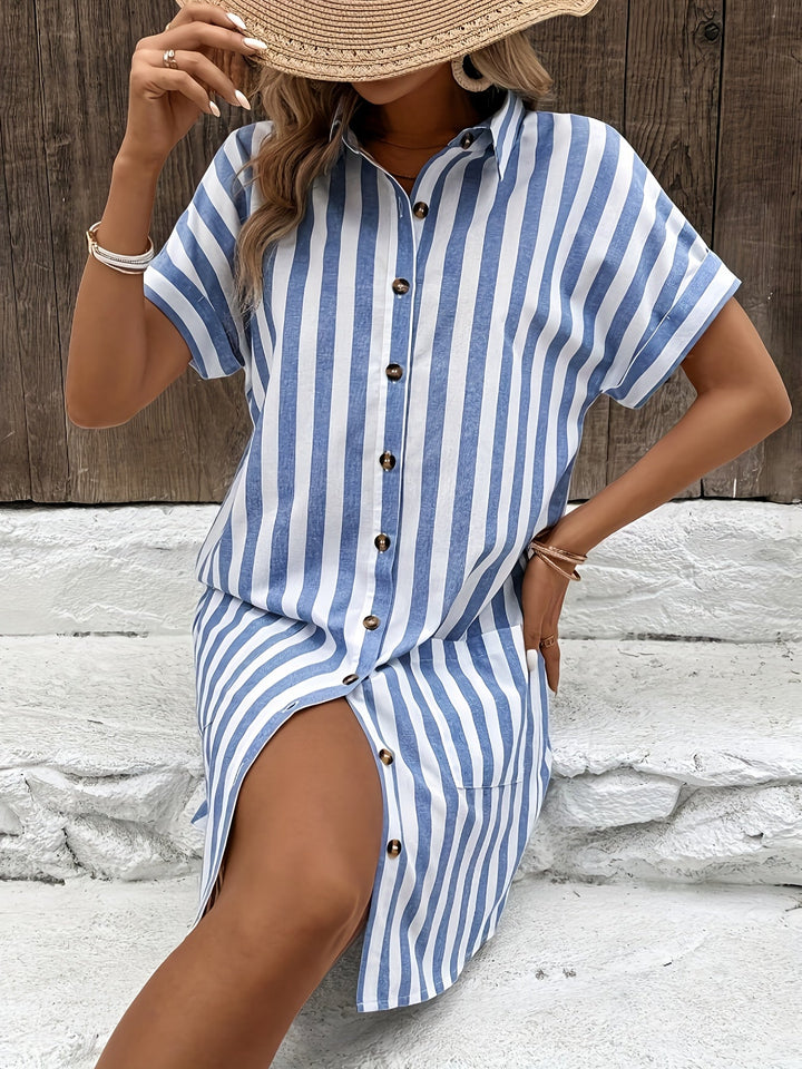Aida | Vestido camisero a rayas con cinturón