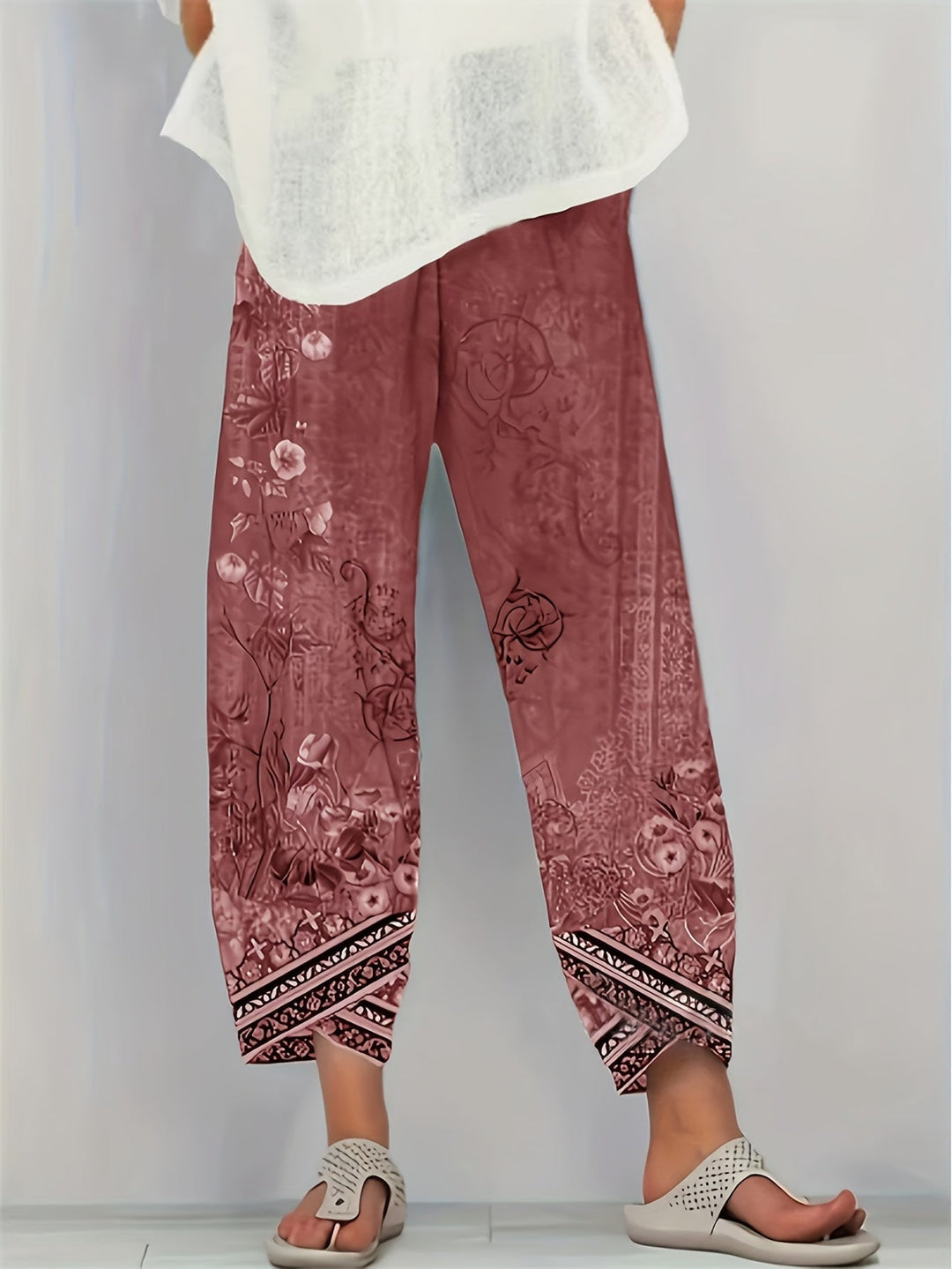 Aymara | Pantalón capri con estampado botánico