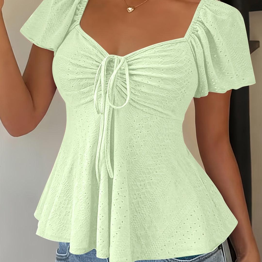 María Ángela | Top peplum de manga corta abullonada