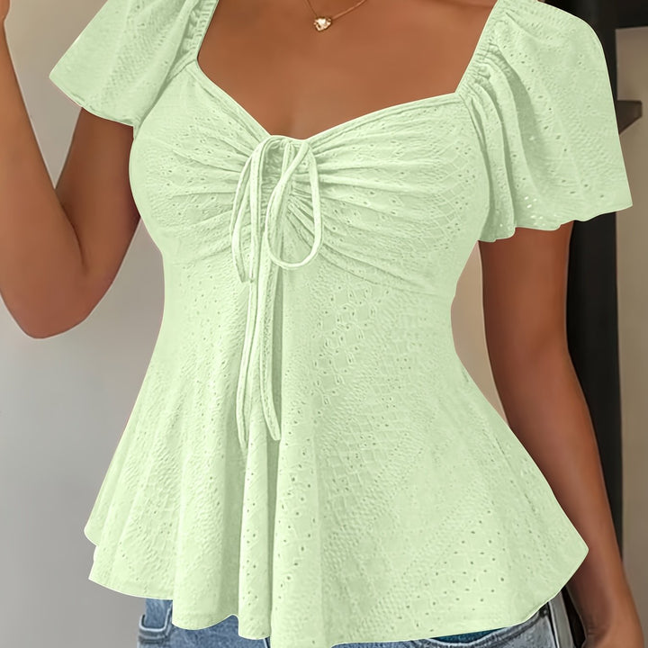 María Ángela | Top peplum de manga corta abullonada