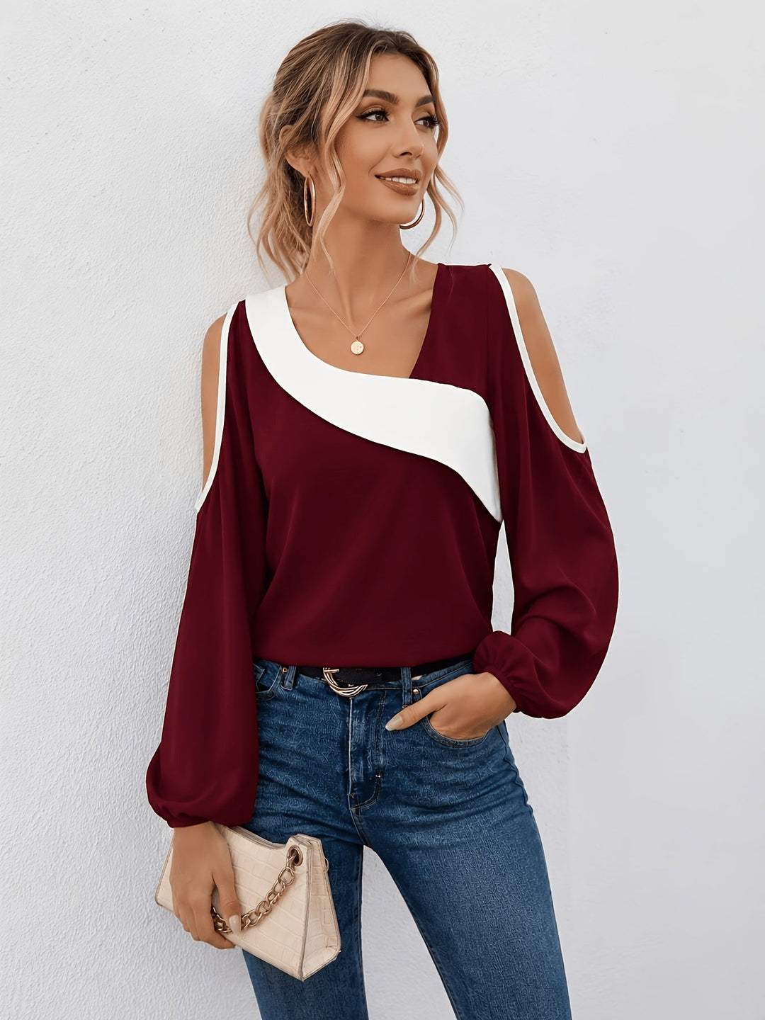 Lorena | Blusa hombros descubiertos bicolor