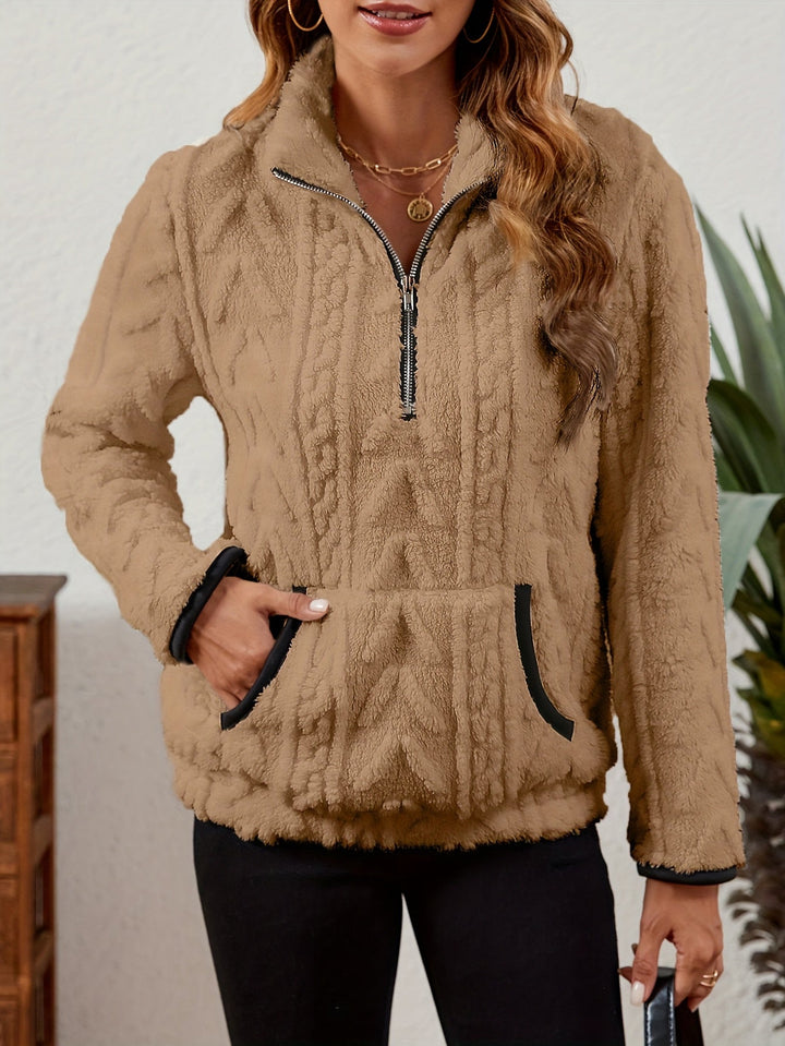 Manuela | Pullover texturado con media cremallera