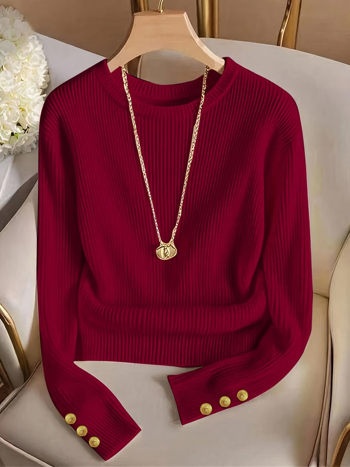 Kimberly | Sweater acanalado con botones en puños