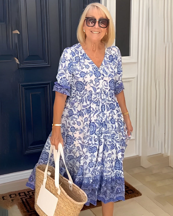 Noelia Paz | Vestido largo floral escote en V