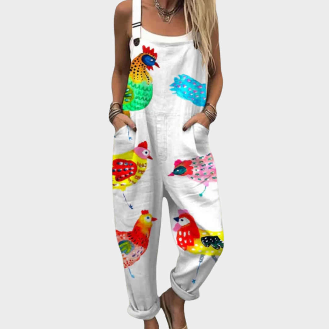 Alexia | Jumpsuit estampado de gallinas