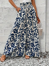 Rossana | Pantalones anchos con print de hojas