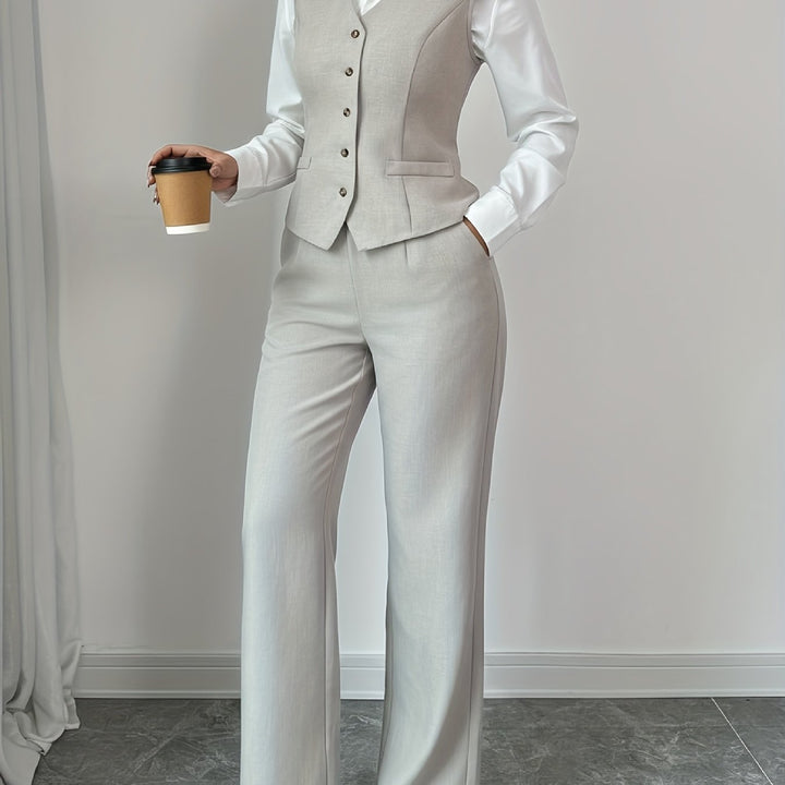 Carmela | Conjunto de chaleco y pantalón de pierna ancha