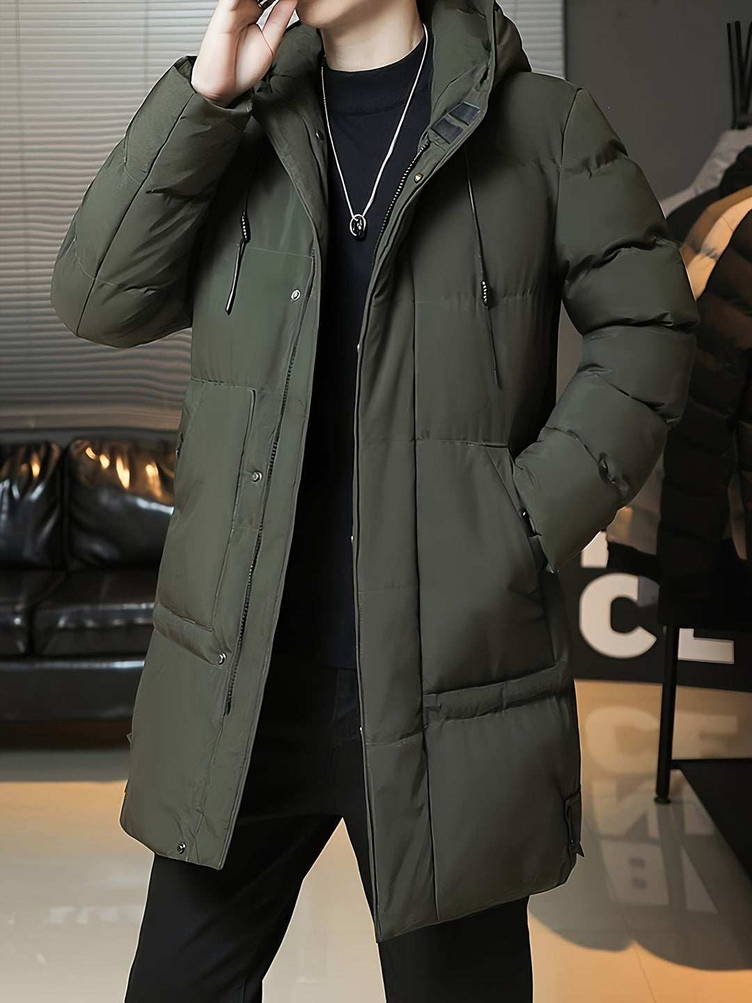 Samuel | Parka larga con capucha acolchada