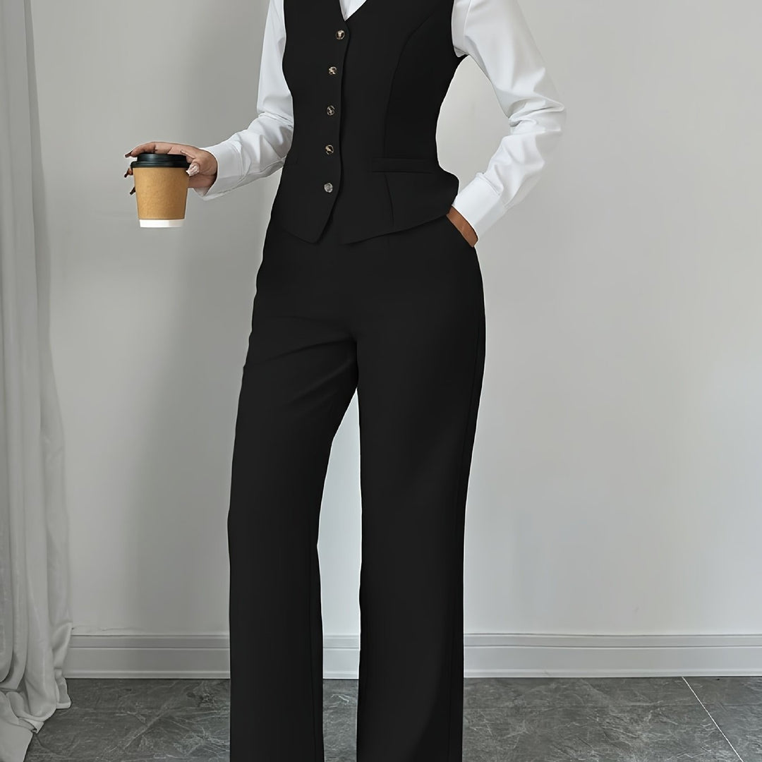 Carmela | Conjunto de chaleco y pantalón de pierna ancha
