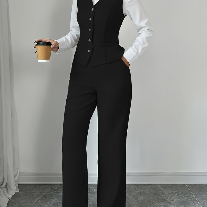 Carmela | Conjunto de chaleco y pantalón de pierna ancha