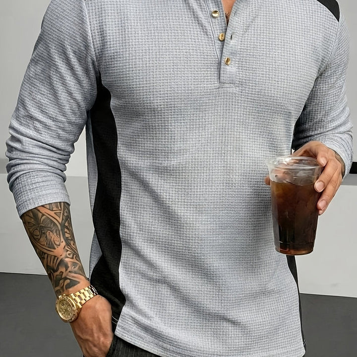Gunther | Polera henley manga larga con textura