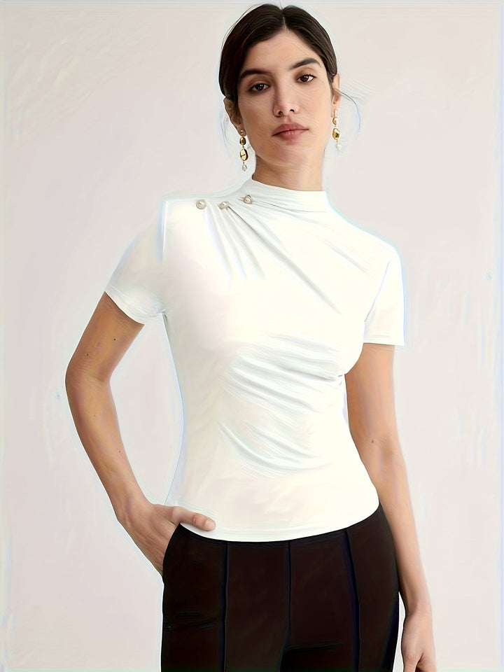 Margot | Polera cuello alto de manga corta