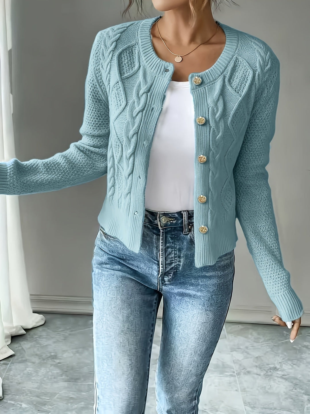 Begoña | Cardigan de punto trenzado con botones