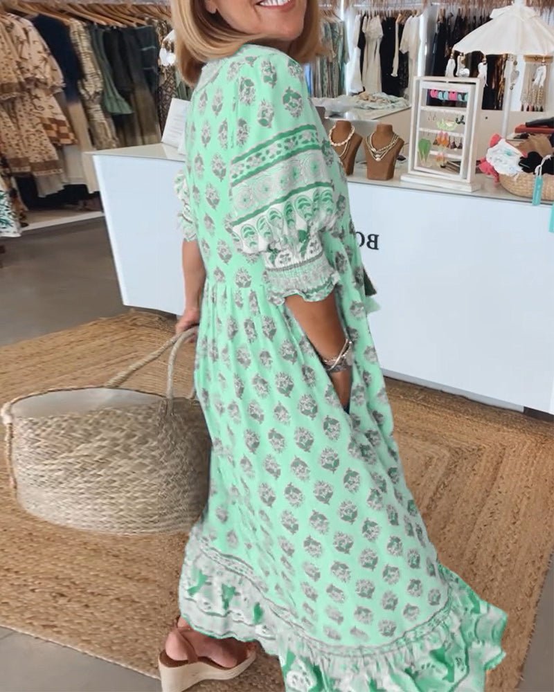 Viviana Andrea | Vestido largo floral escote en V