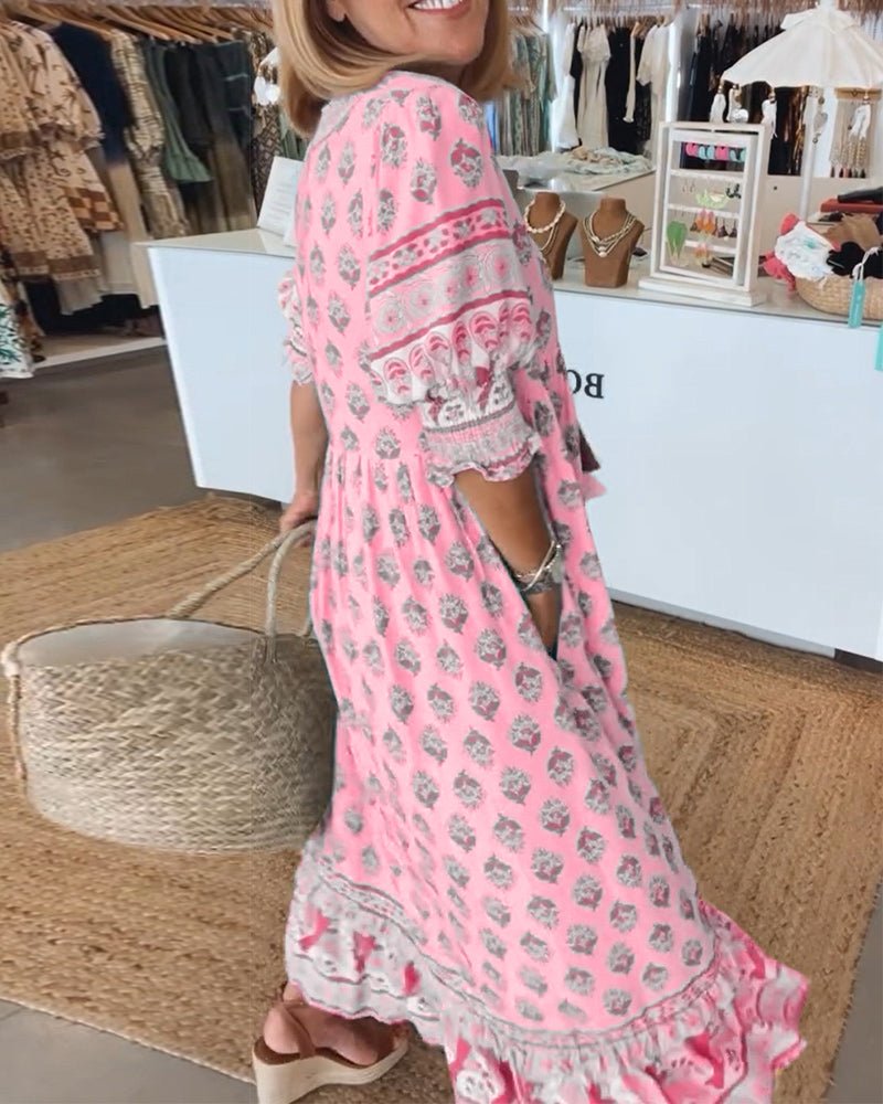 Viviana Andrea | Vestido largo floral escote en V