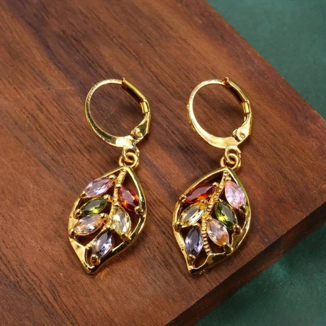 Raiquén | Aros colgantes hoja multicolor