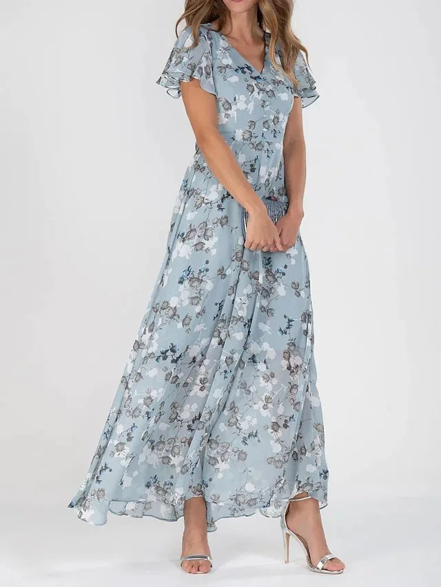 Roberta | Vestido largo floral manga corta