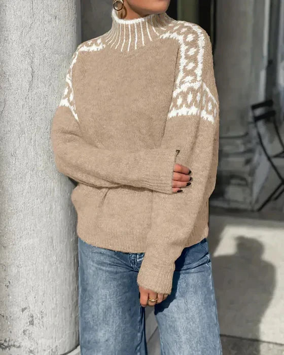 Ester | Sweater de cuello alto con detalle jacquard