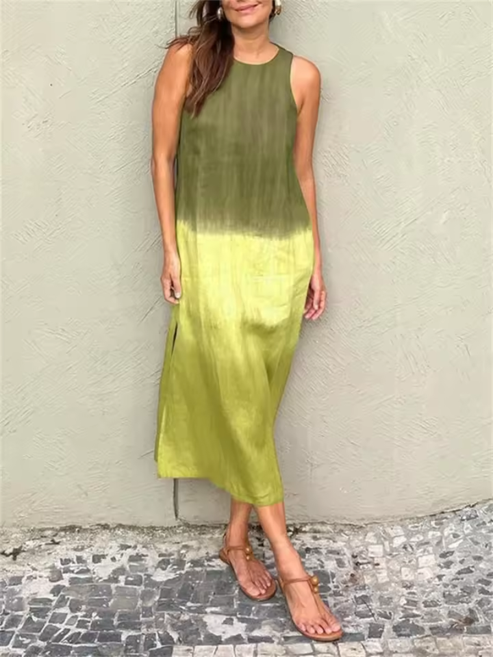 Nicole Andrea | Vestido largo sin mangas cuello redondo