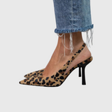 Elisabeth | Zapatos de taco slingback print leopardo