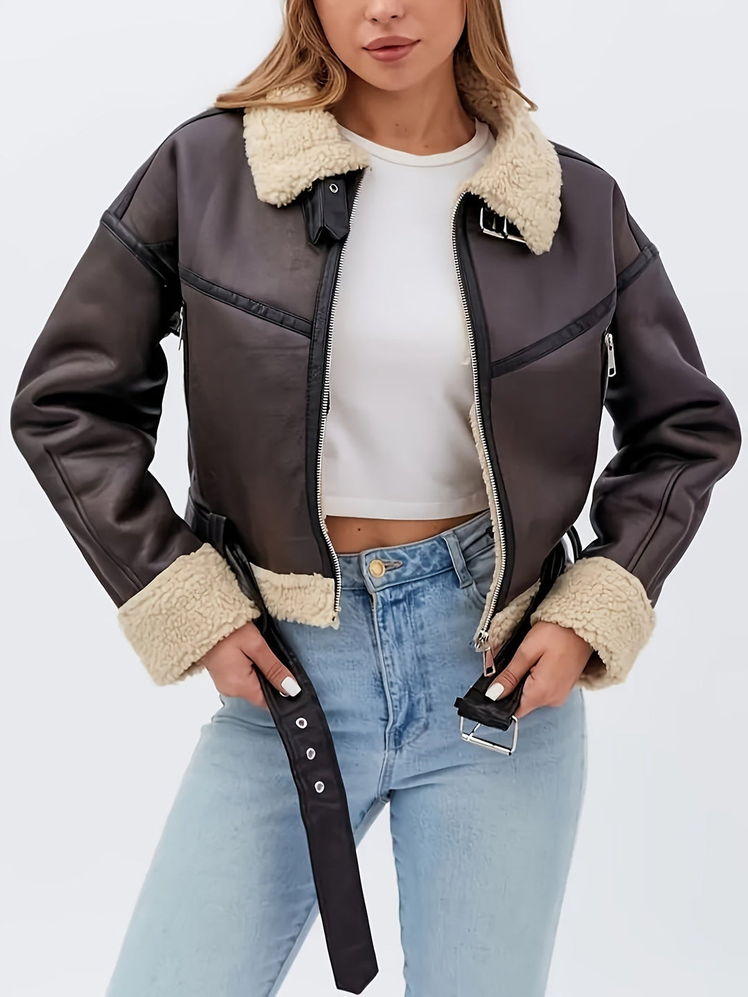 Marcela | Chaqueta biker forrada en peluche