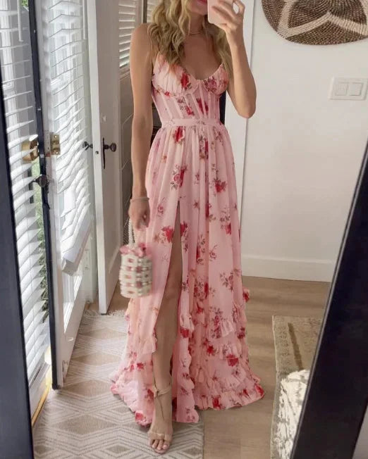 Rosana | Vestido largo floral sin mangas