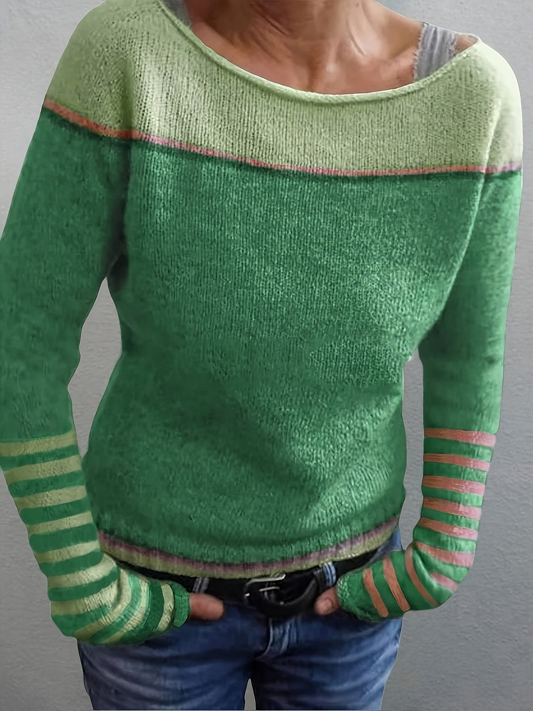 Grettel | Sweater cuello barco color block