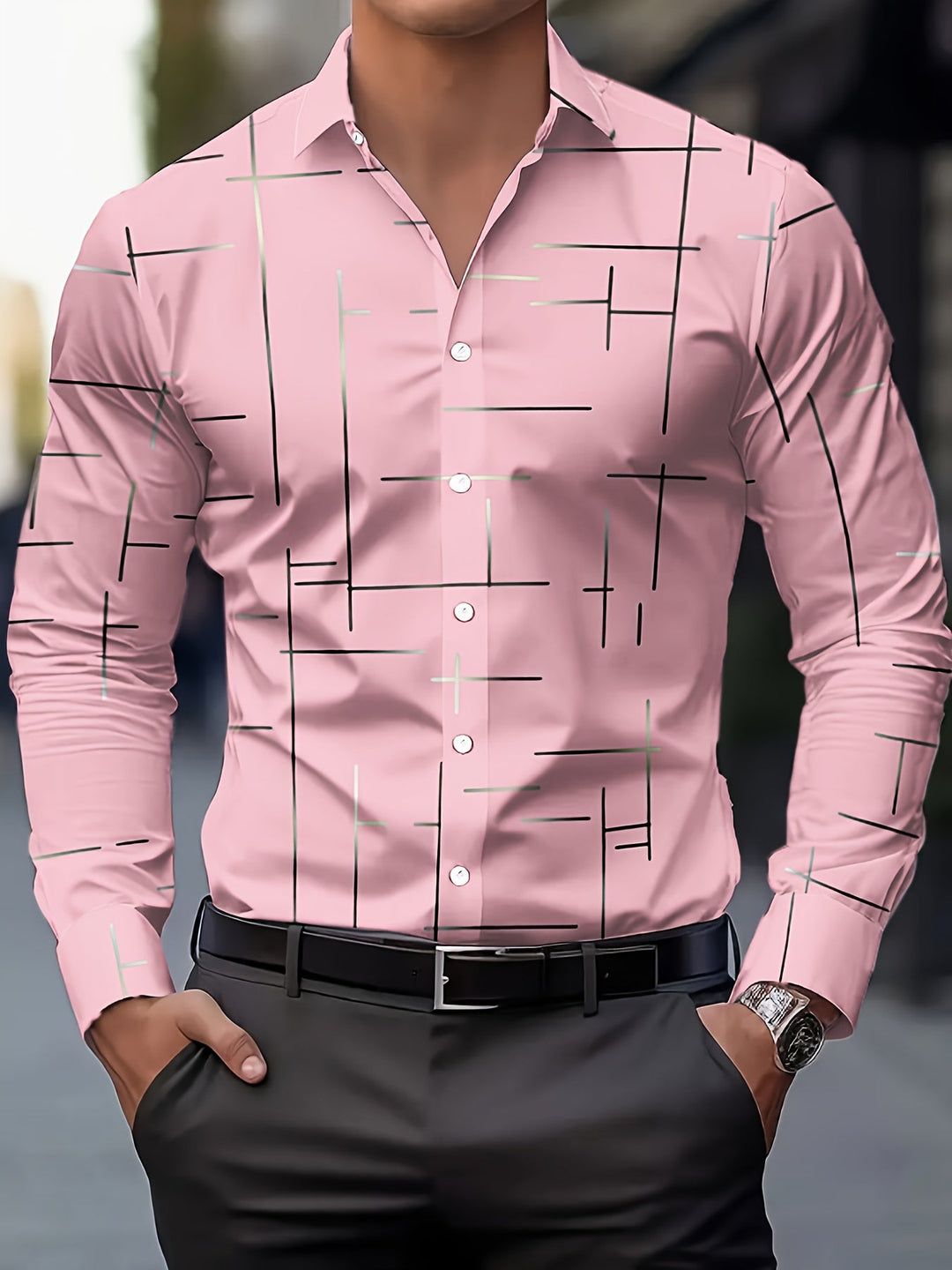 Fabricio | Camisa con estampado de líneas